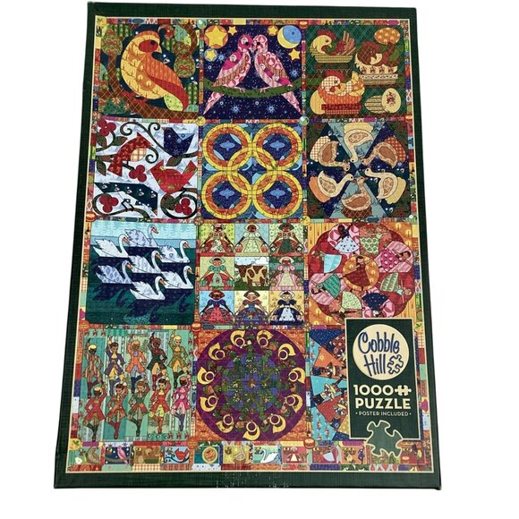 Cobble Hill “Twelve Days Of Christmas Quilt” 1000 Piece Jigsaw Puzzle Random Cut - Picture 1 of 9
